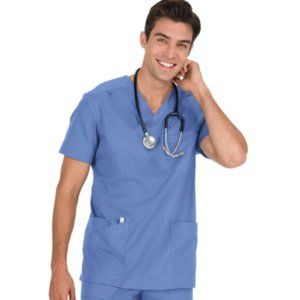 Men's Tyler V-Neck Solid Scrub Top XL True Ceil